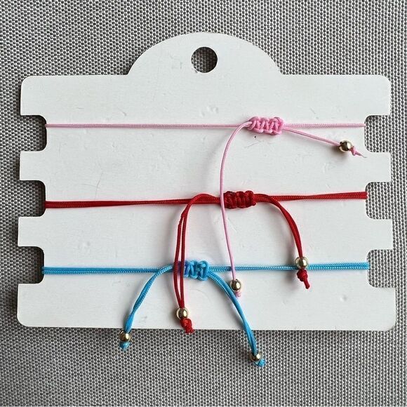 Macrame String Evil Eye Lucky Boho Bracelet NEW Set of 3 - Picture 3 of 3